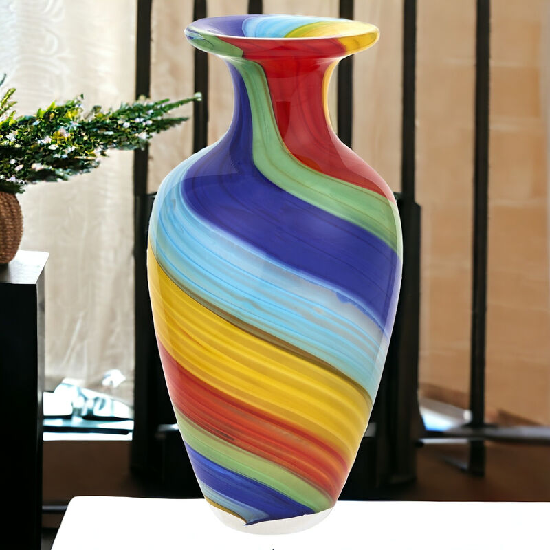Abstract Round Murano Glass Table Vase &ndash; Stylish Vase for Dining Table, Coffee Table, or Entryway