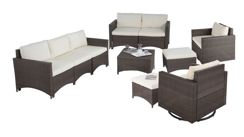 Studio Shine Collection 1 sofa 3 seater, 1 loveseat, 2 Swivel Chairs, 1 Ottoman and 1 Coffee Table