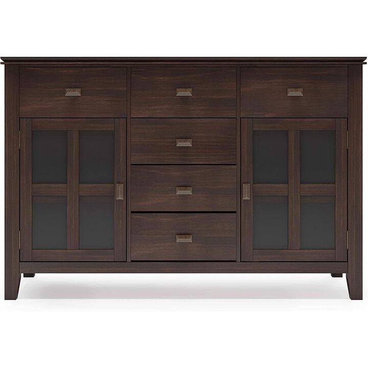 ShipItFurniture Chestnut Brown Contemporary Sideboard With Glass Doors