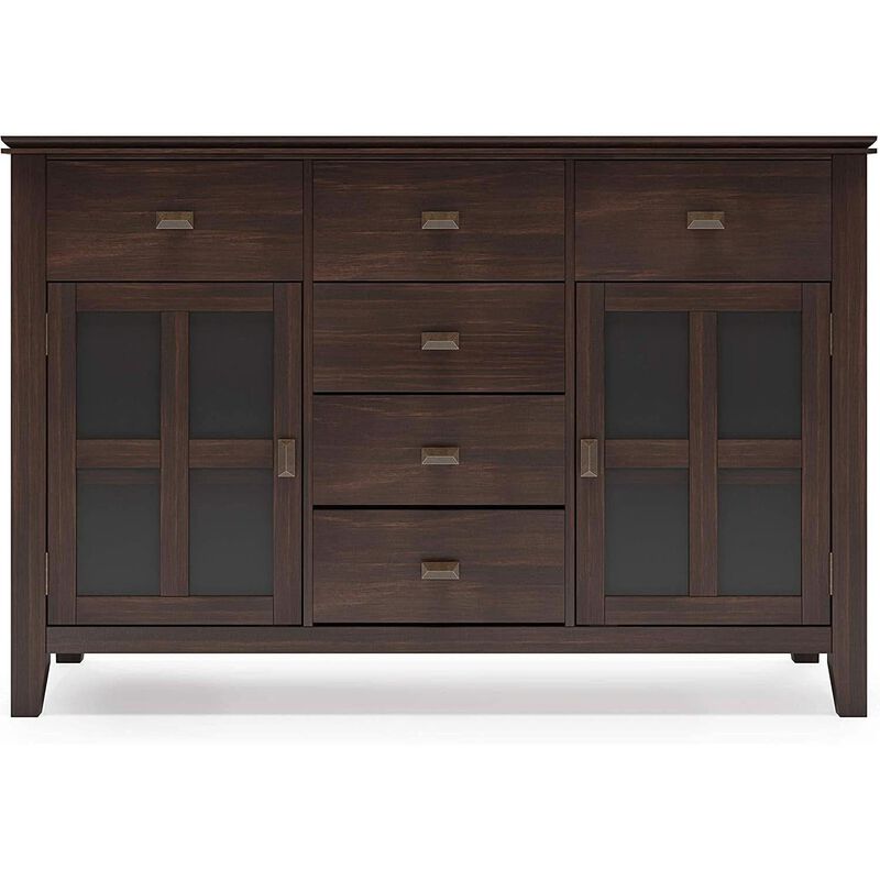 ShipItFurniture Chestnut Brown Contemporary Sideboard With Glass Doors image number 0