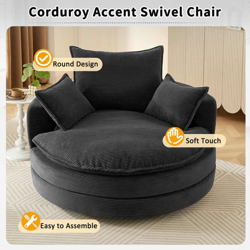 Merax 360&deg; Swivel Sofa Chair Accent Barrel Chair