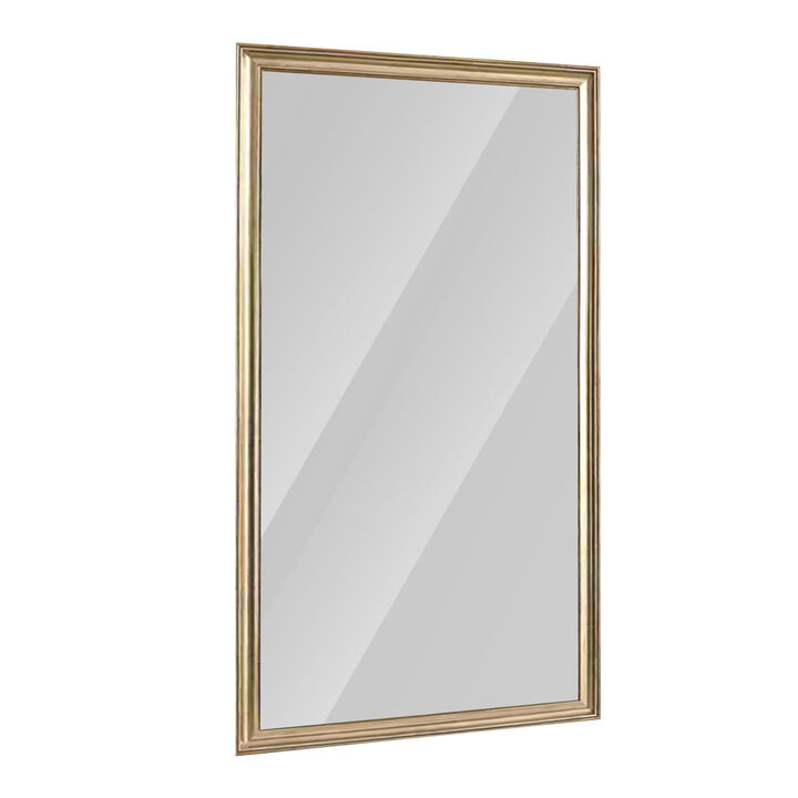 HomeRoots 71" Golden Brown Wood Wall Mounted And Leaning Framed Full Length Mirror
