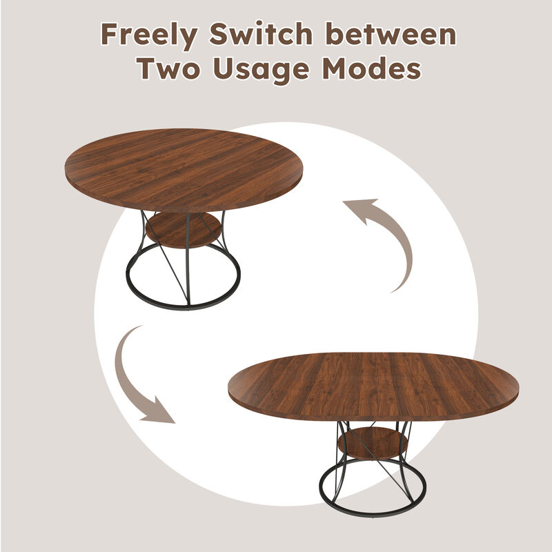 Lefbod Industrial Expandable Round Dining Table image number 3