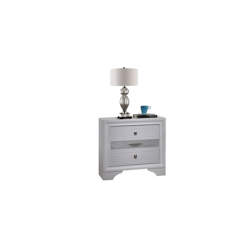 Streamdale Traditional Matrix 2 Drawer Nightstand In White Made With Wood