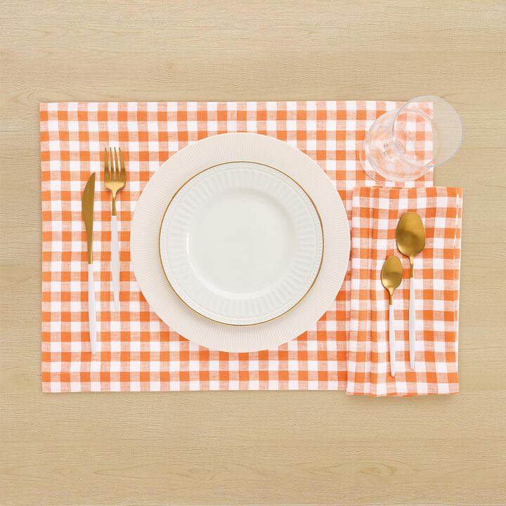 Linen Dinner Napkins - Gingham Check