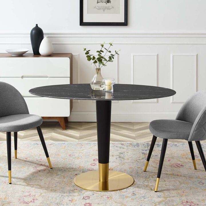 Modway - Zinque 48" Oval Artificial Marble Dining Table Gold Black