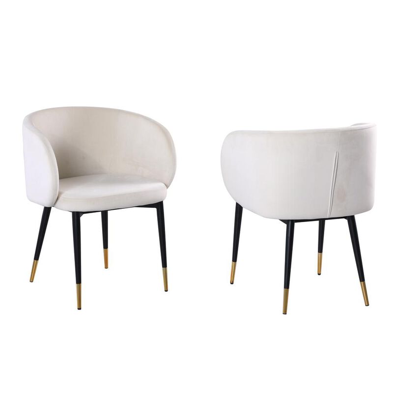 Best Master Furniture Hemingway Velvet Upholstered Side Chair In Cream