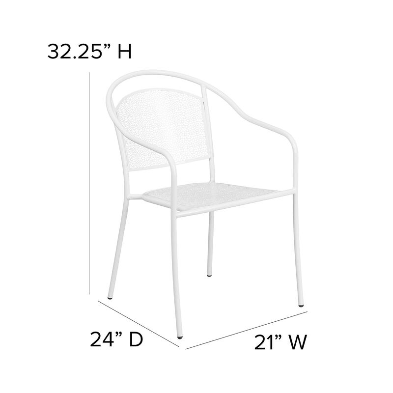 Flash Furniture Commercial Grade White Indoor-Outdoor Steel Patio Arm Chair with Round Back image number 3