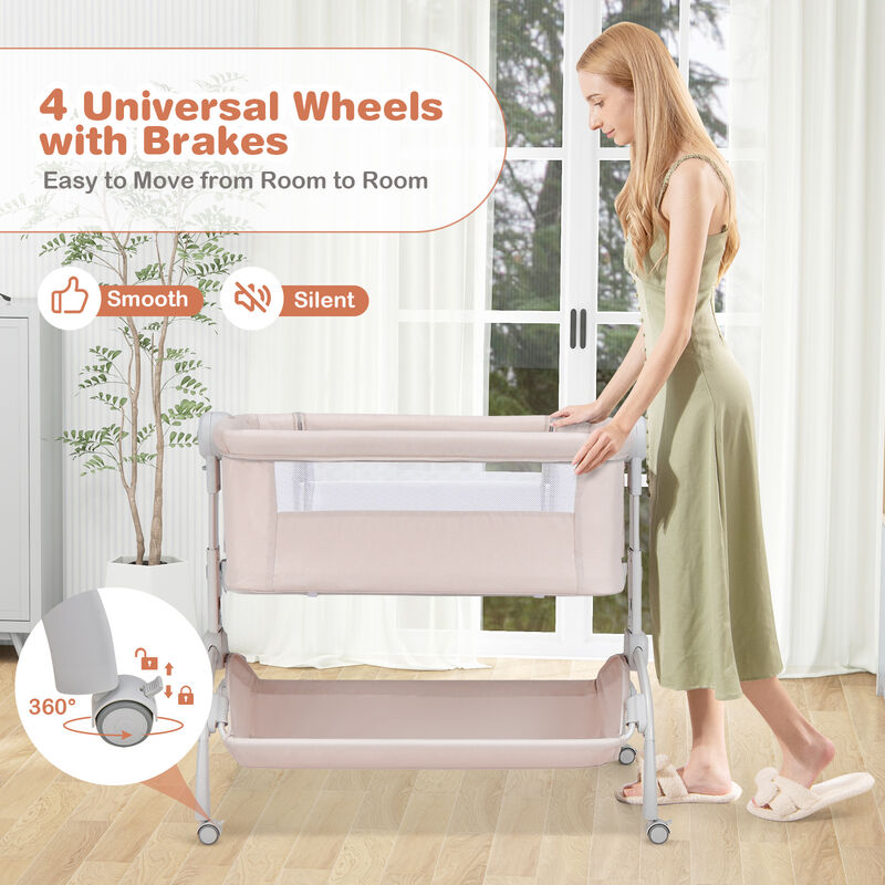 3-in-1 Baby Bassinet with Double-Lock Design and Adjustable Heights image number 5