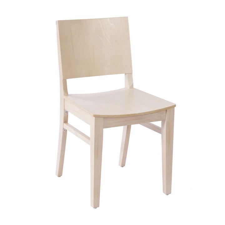 Flash Furniture Naples Solid Wood Dining Chair with Curved Backrest and Antique White Finish