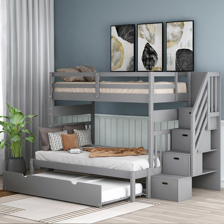 Merax Full Bunk Bed with Twin Size Trundle