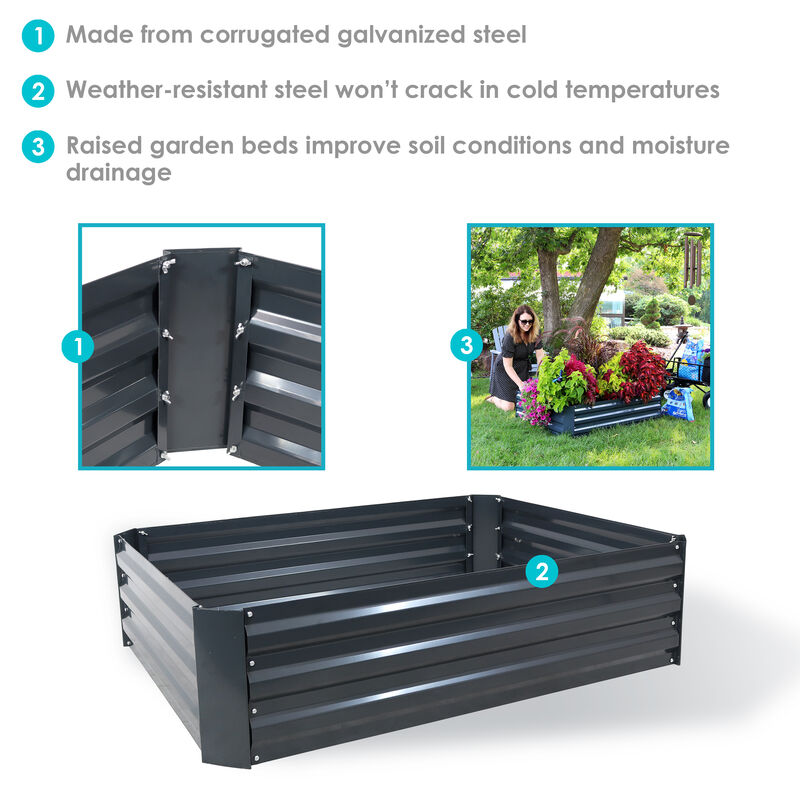Sunnydaze Galvanized Steel Rectangle Raised Garden Bed - 47 in