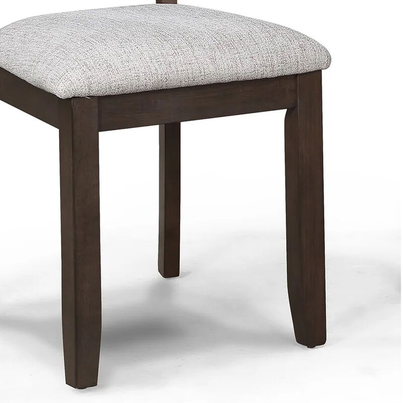 Wogy Side Dining Chair Set of 2, Brown Wood Ladder Backrest, Off White Seats image number 3