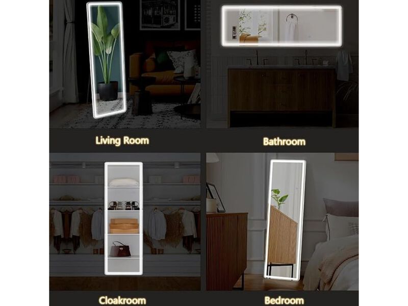 "59"x16" Full Length Mirror  Sleek Aluminum Frame  Freestanding or Wall-Mounted for Bedroom & Cloakroom"