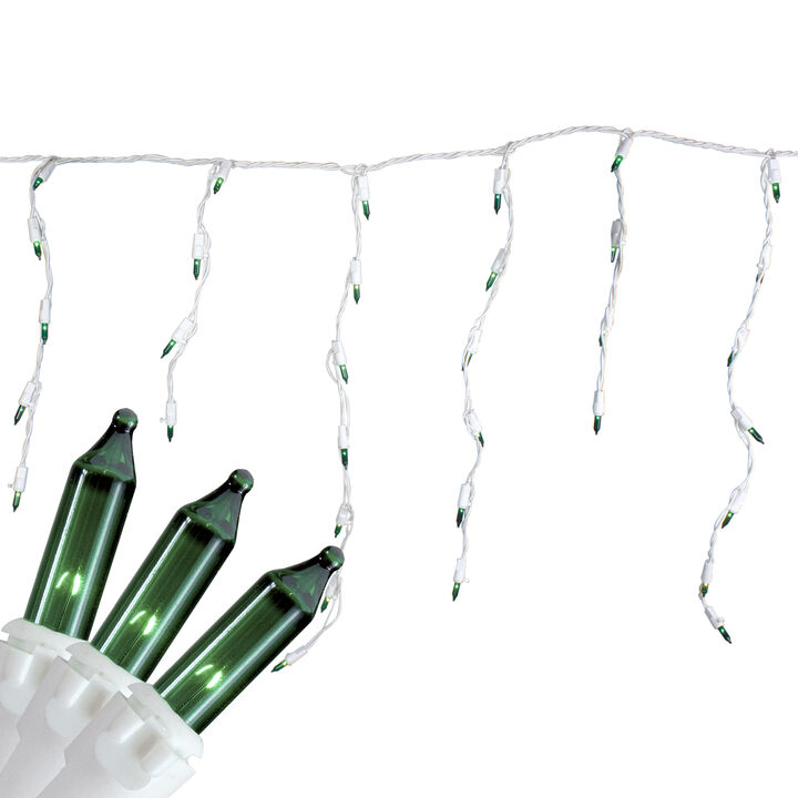 100 Count Green Mini Icicle Christmas Lights - 3.5 ft White Wire