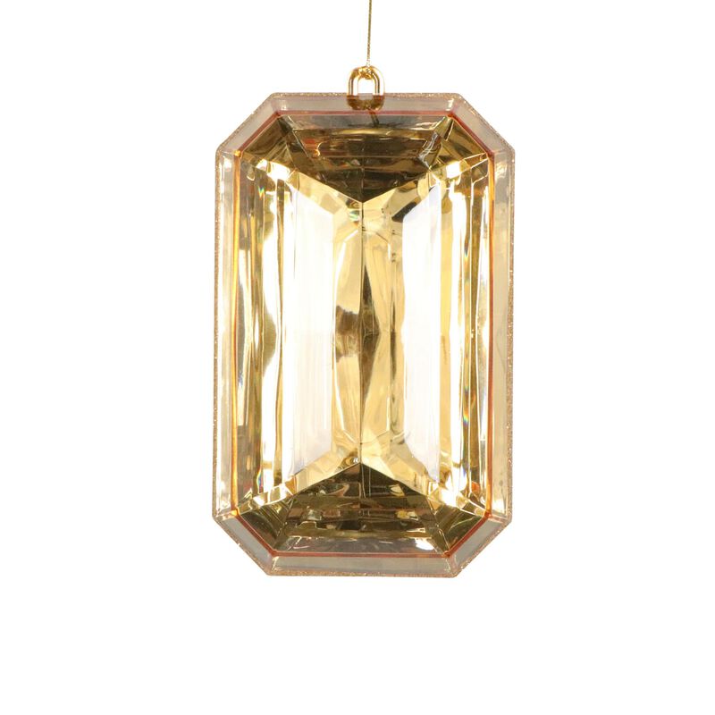 Vickerman 8" Gold Rectangle Jewel Glitter Ornament, Double-Sided, 8" H x 4.75" W, Gold Glitter Edge, Includes 2 Pieces per Bag, String Hanger image number 0