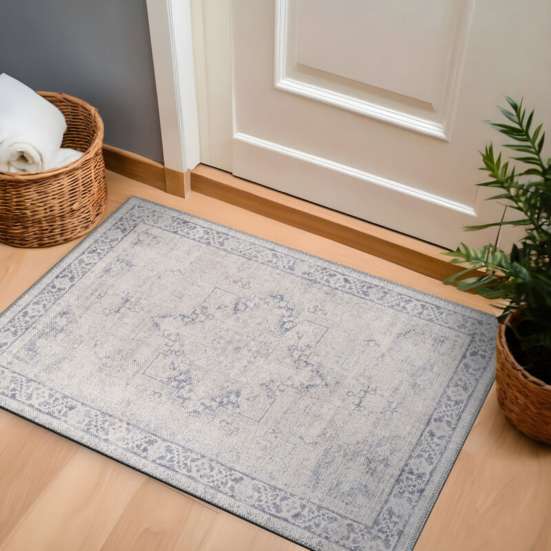 World Rug Gallery Calista Beige Medallion Flatweave Indoor Rug &ndash; Washable with Non-Slip Backing image number 1