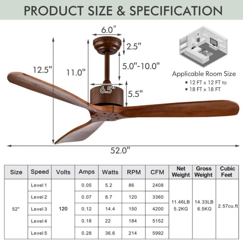 Modern Brushed Nickel Finish Ceiling Fan with Remote Control