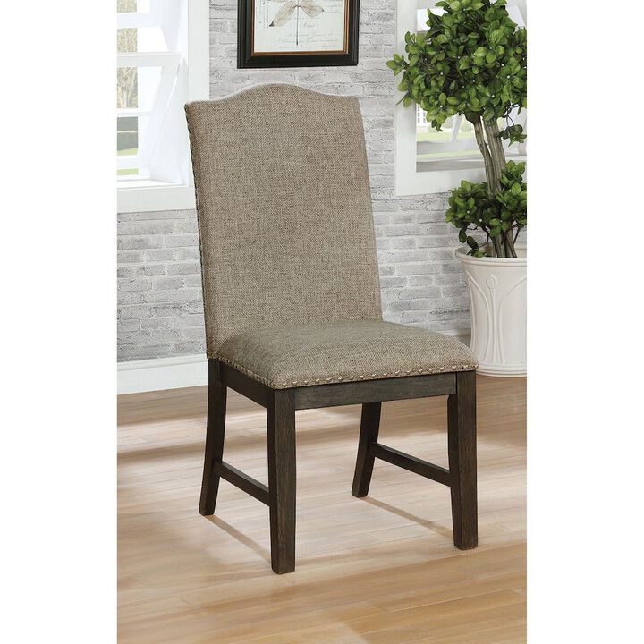 Simple Relax Set Of 2 Fabric Upholstered Dining Side Chairs, Espresso