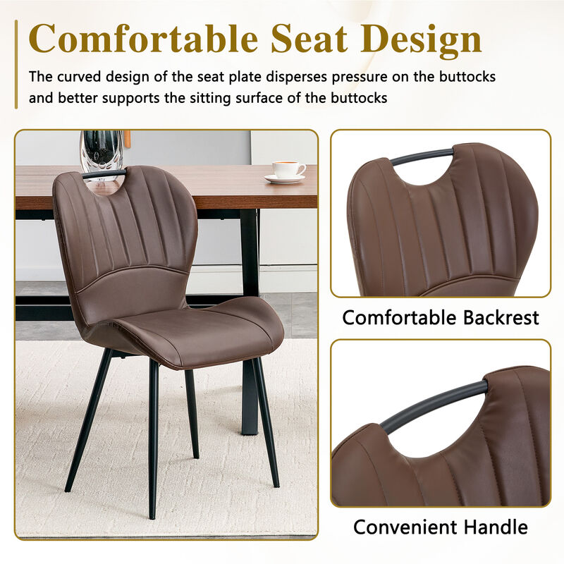 Whisen Set of 4 Upholstered Dining Chairs with Metal Handle, Fabric & Metal Frame, Ergonomic Accent Chairs for Dining Room, Living Room, Office image number 6