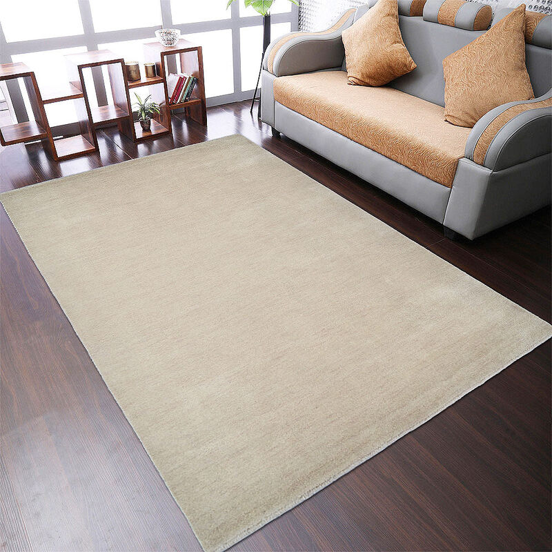RUGSOTIC CARPETS HAND KNOTTED LOOM WOOL ECO-FRIENDLY AREA RUGS  - Rectangle, Solid Plain Design, High Pile Thick Handmade Anti Skid Rugs for Living Room (L00111) image number 1