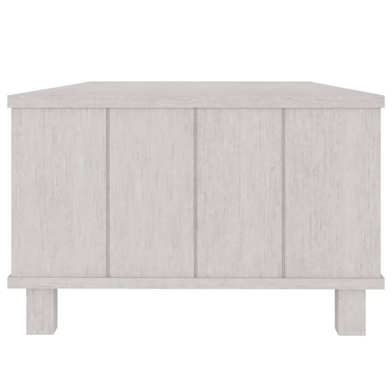 Coffee Table, Rectangular, Storage Drawer, White Solid Pine Wood