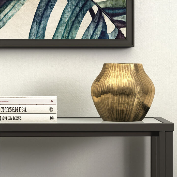 HomeRoots 11" Gold Aluminum Round Table Vase