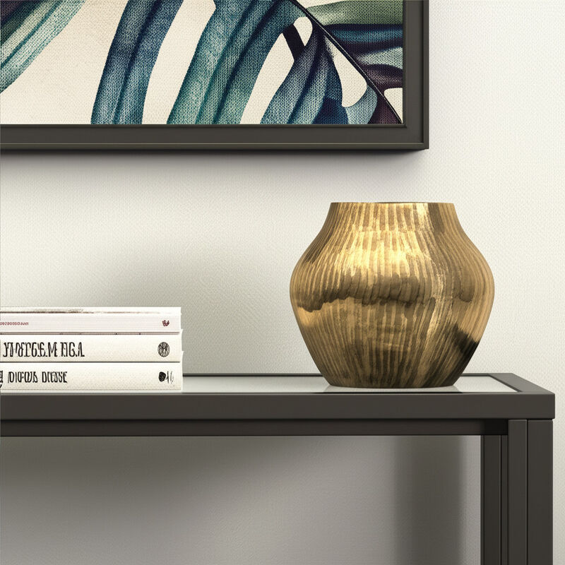 HomeRoots 11" Gold Aluminum Round Table Vase image number 1