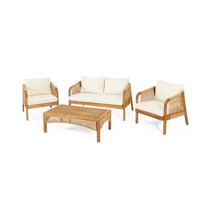 Merax 4-Pieces Acacia Wood Patio Furniture Set