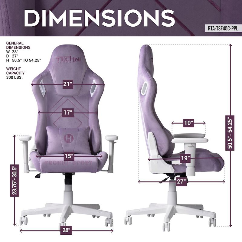 Techni Sport Velvet Gaming Chair -Purple