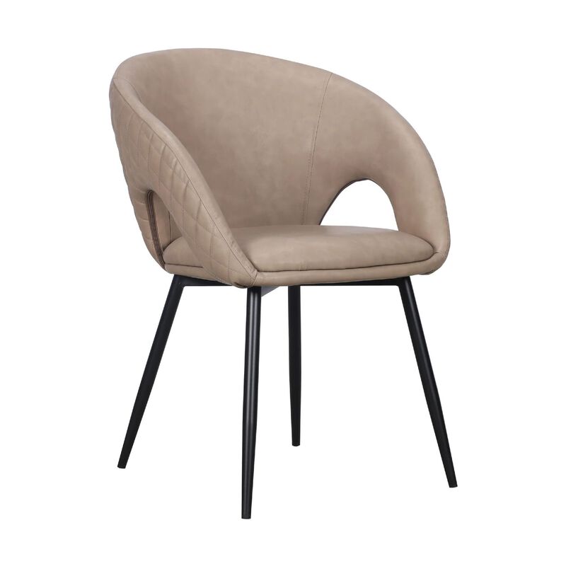 Moxy Dining Chair Set of 4, Light Taupe Faux Leather, Diamond Stitched