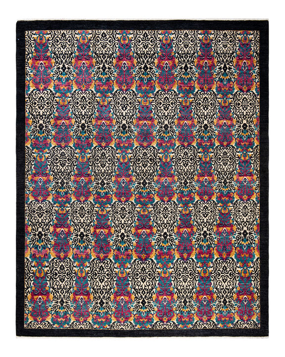 Suzani, One-of-a-Kind Hand-Knotted Area Rug  - Black, 8' 0" x 10' 0"