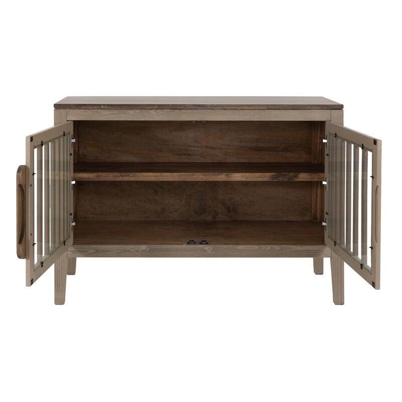 Maltie Sideboard Console Cabinet, 2 Doors, Sand Brown Wood, 54 Inch - Benzara