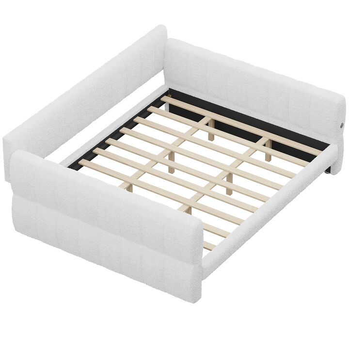 Merax King Size Upholstered Platform Bed with USB