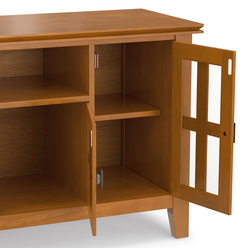 Artisan SOLID WOOD 72 inch Wide Transitional TV Media Stand in Honey Brown For TVs up to 80 inches