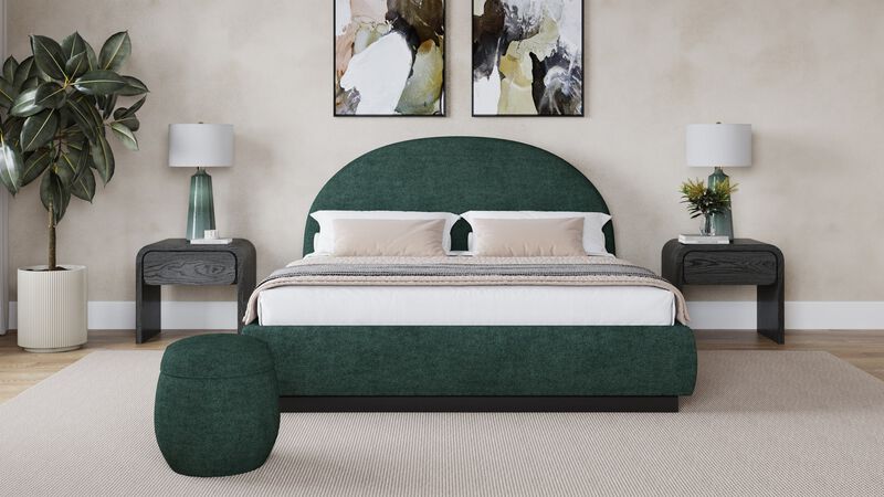 Flex Queen-size Upholstered Bed in Emerald Chenille