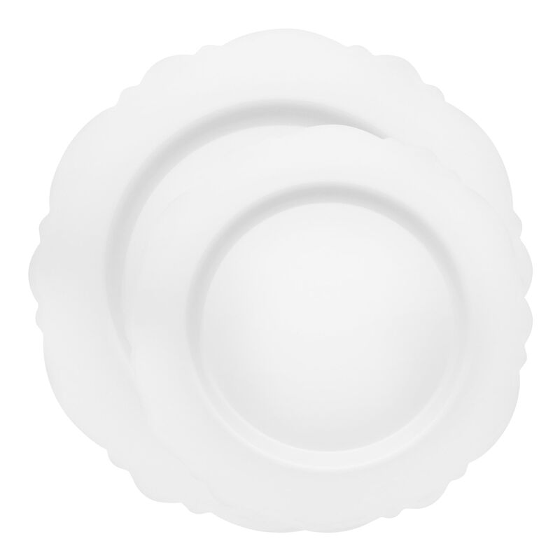Solid White Round Blossom Plastic Dinnerware Value Set (40 Sets) image number 0