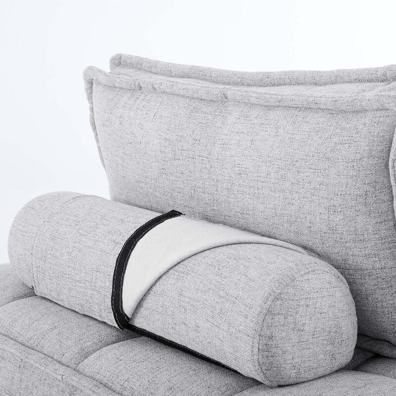 Saunter Tufted Fabric Armless Chair Gray