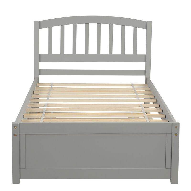 Whisen Elegant Design Twin size Platform Bed with Trundle - Gray