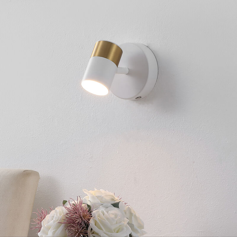 Paola 6" 1-Light Modern Adjustable Head Integrated Dimmable LED Rechargeable Wall Spotlight with Touch Sensor