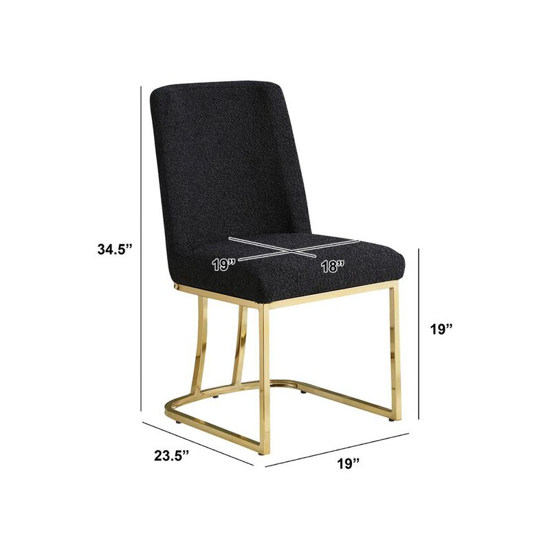 Best Quality Furniture Black With Gold Chrome Base Side Chairs, Set Of 2