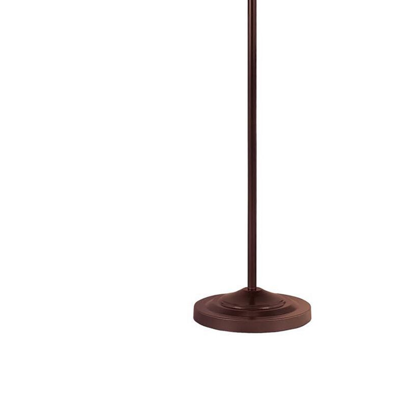 3 Way Metal Floor Lamp with and Adjustable Height Mechanism, Brown - Benzara
