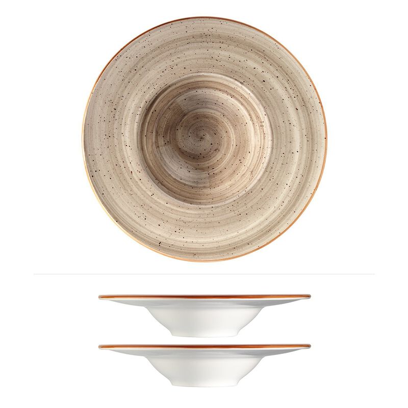 Terrain dia.11" h:2.5" 14 oz. Round Brown Porcelain Bowl (Set of 2)