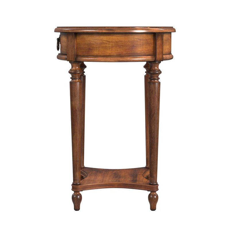 Butler Specialty Jules 1-Drawer Round End Table, Medium Brown