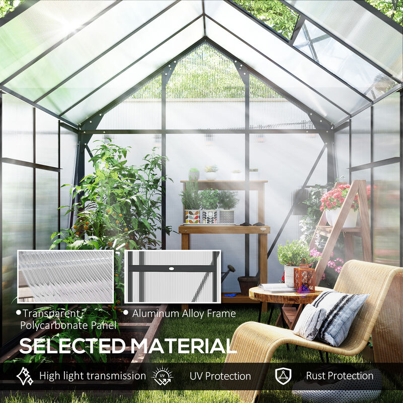 Hivvago 6.2' x 8.3' Walk-in Polycarbonate Greenhouse Kit image number 4