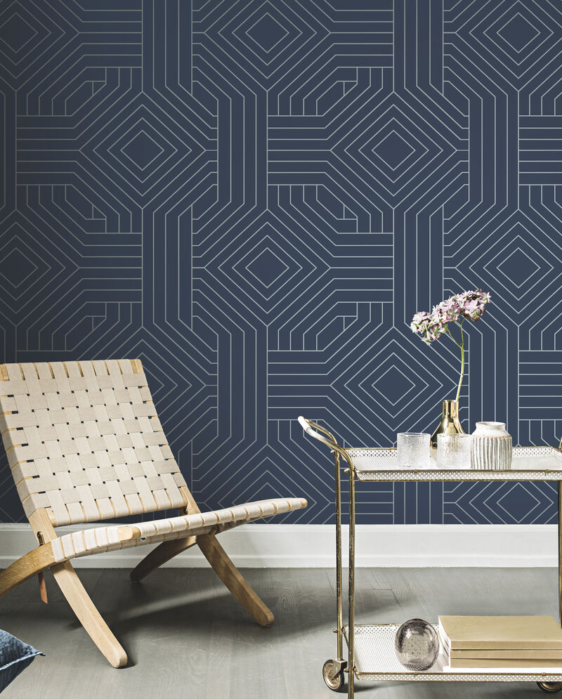 Diverging Diamonds Navy Wallpaper image number 2