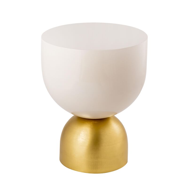 Pasargad Home Calista Iron Round Side Table, Brass - Ivory