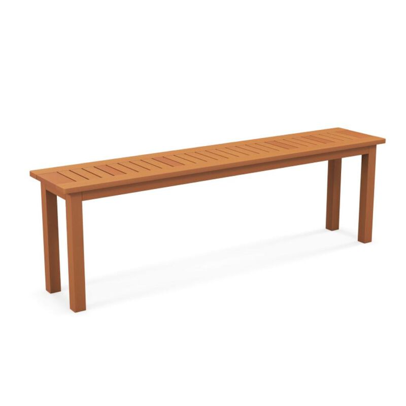 Hivvago Outdoor Long Patio Dining Backless Wooden Bench with Teak Oil Finish