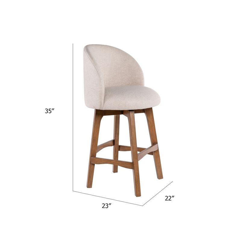 Gery Swivel Counter Height Chair, Cream Fabric Seat, Natural Brown image number 1