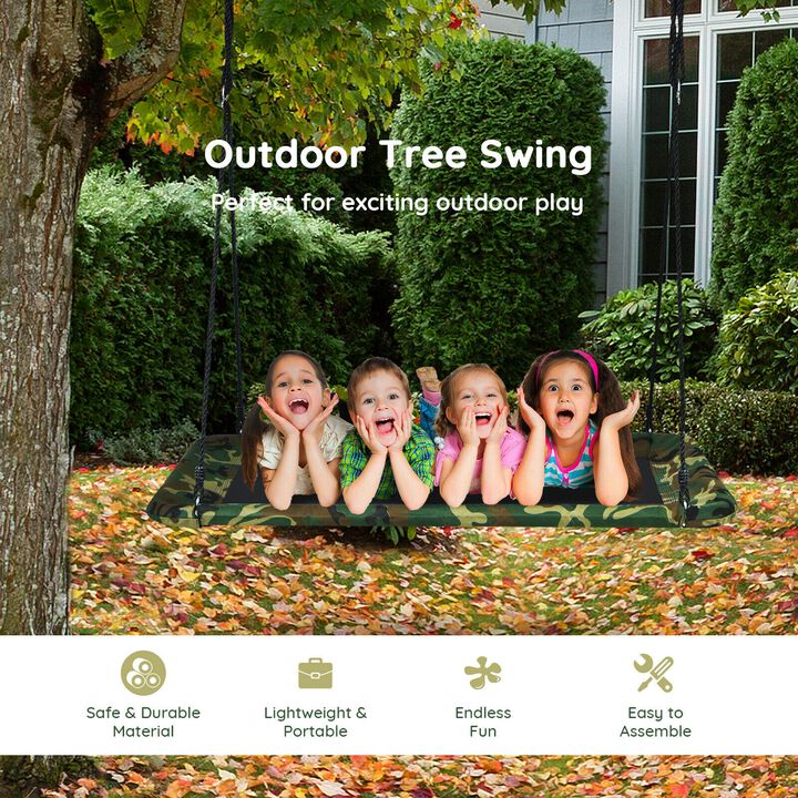 Outdoor Platform Swing Seat – Tree Hanging with 2 Strong Straps for Safety